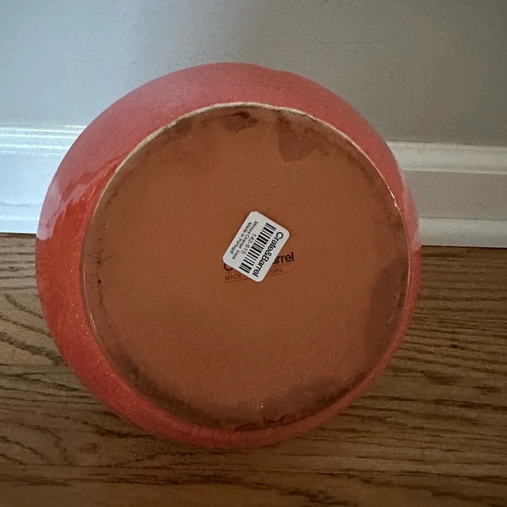 Crate & Barrel  Vase Mireya Orange Round Base 6